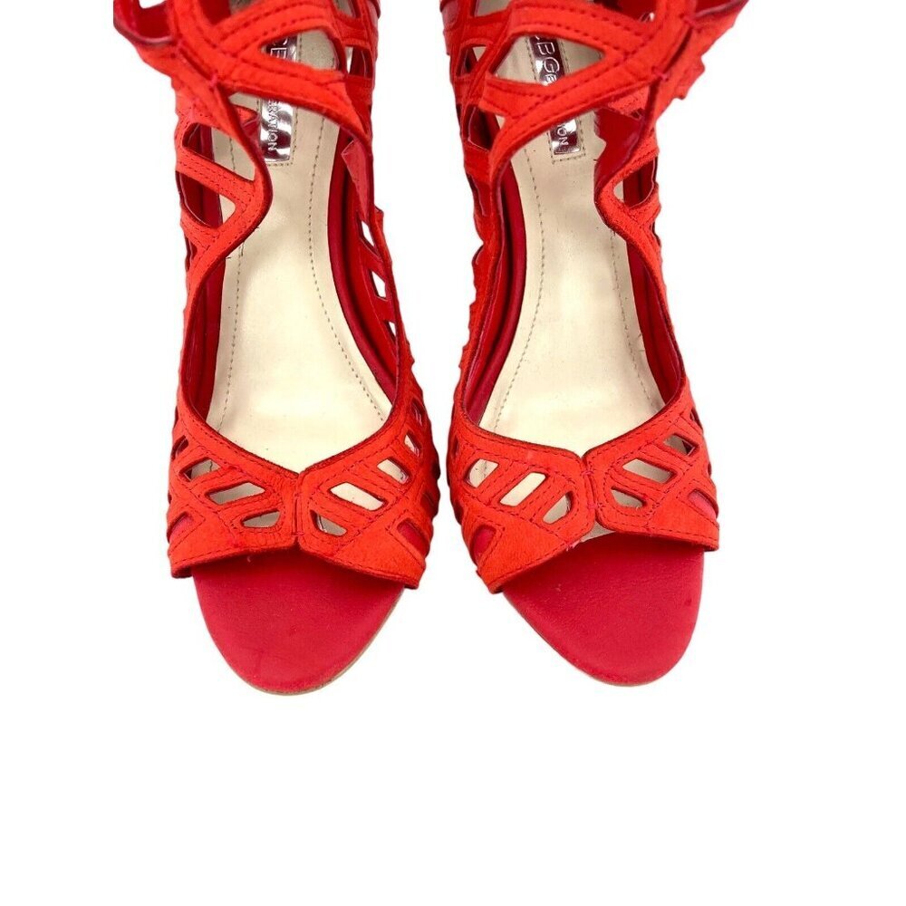 BCBGeneration Drita Red Suede Leather Back Zipper Stiletto Heels SZ 7 - Picture 4 of 9
